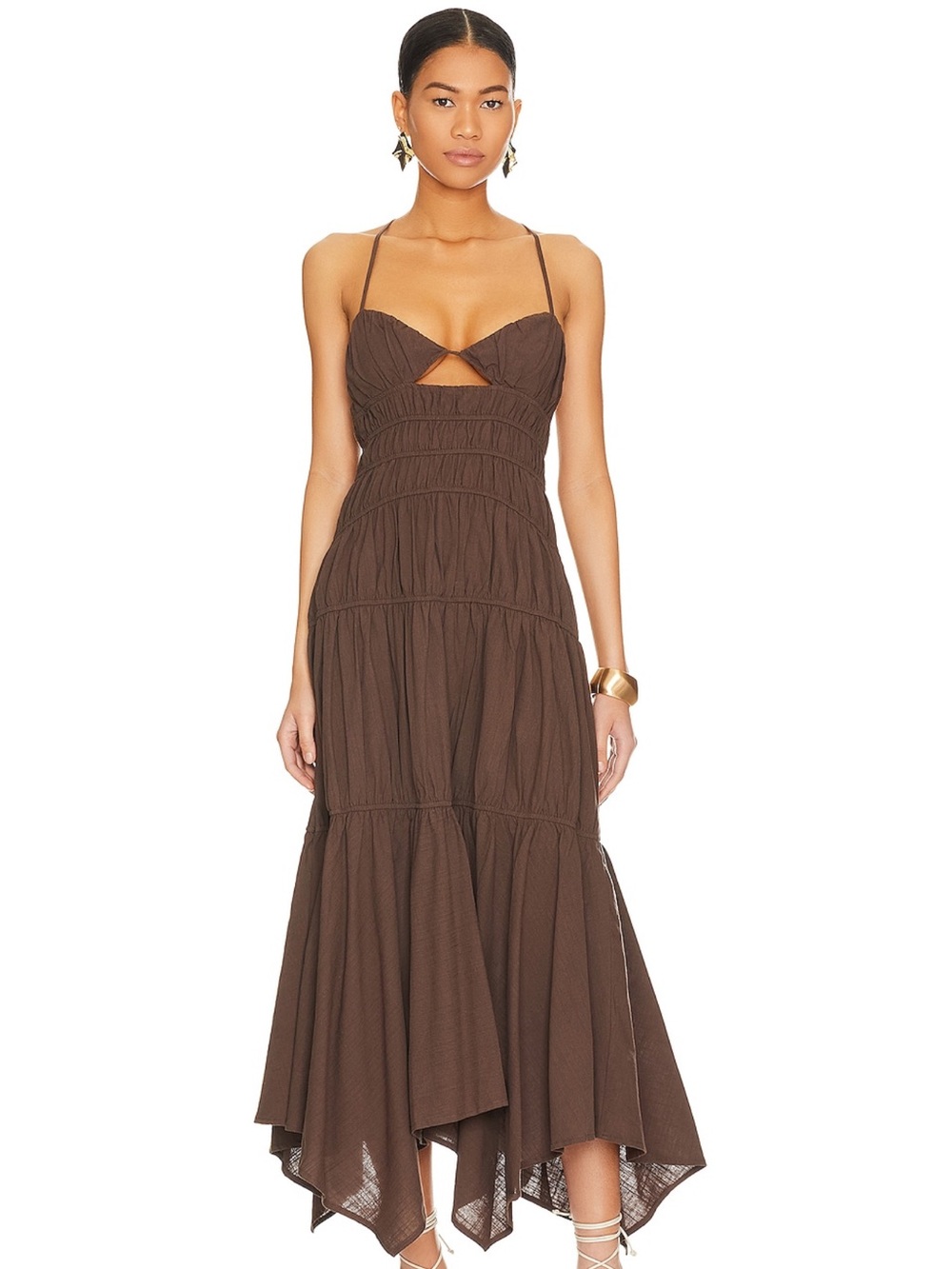 SNDYS revolve Thalia dress in chocolate size XS